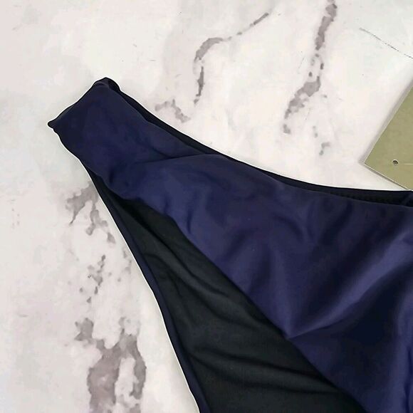 J Crew Swim Bottom Blue Curved Waist Bikini High Cut Cheeky Mid Navy - Picture 2 of 10